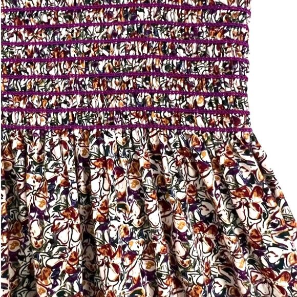 O.P.T Sz S Daphne Tiered Smocked Bodice Pocket Midi Dress Purple Cottagecore - Picture 7 of 12